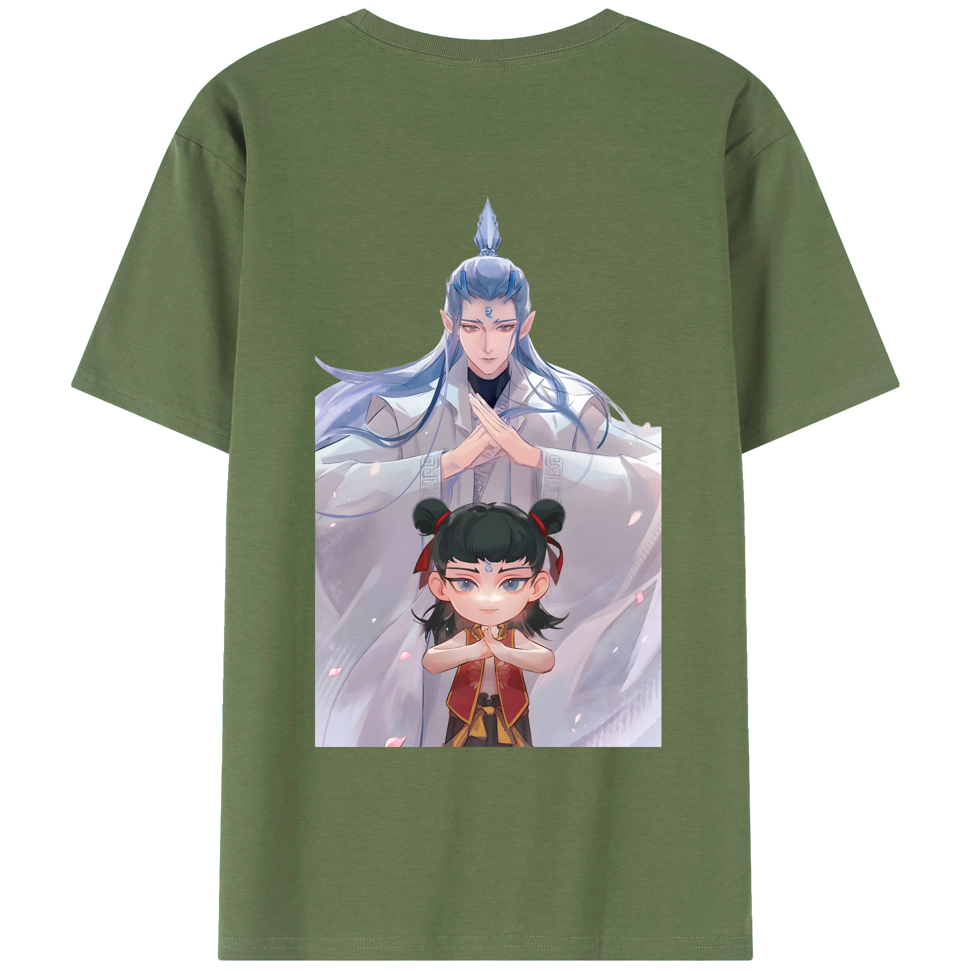 （画像用） Ne Zha 2 ナタ 魔童の大暴れ 綿100％ メンズ半袖Tシャツ（バックプリント） 通気性